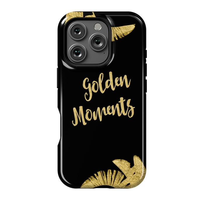 iPhone 16 Pro StrongFit Golden Moments Palm Leaves by Andrea Haase