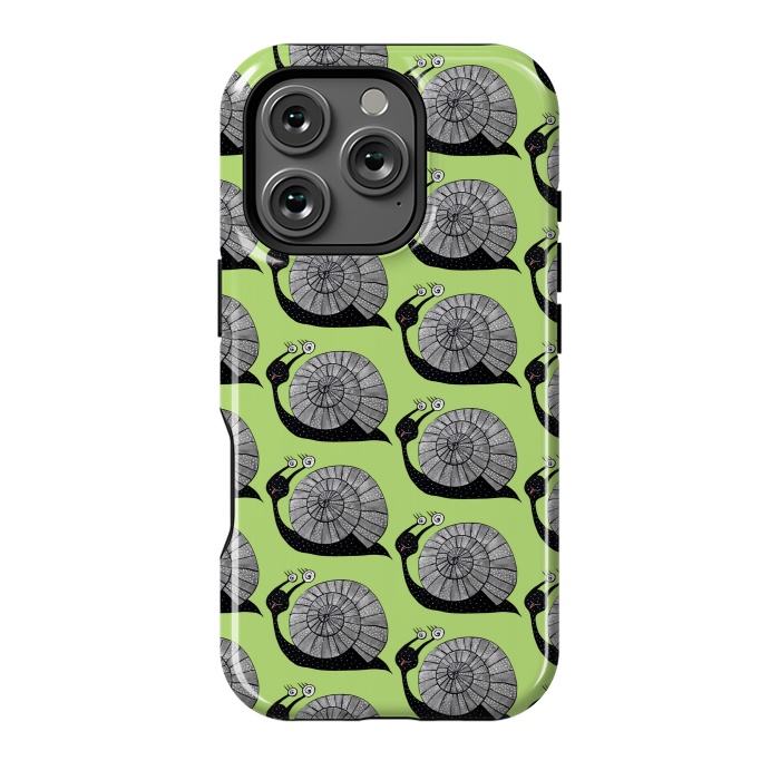 iPhone 16 Pro StrongFit Cartoon Snail With Spiral Eyes Pattern by Boriana Giormova