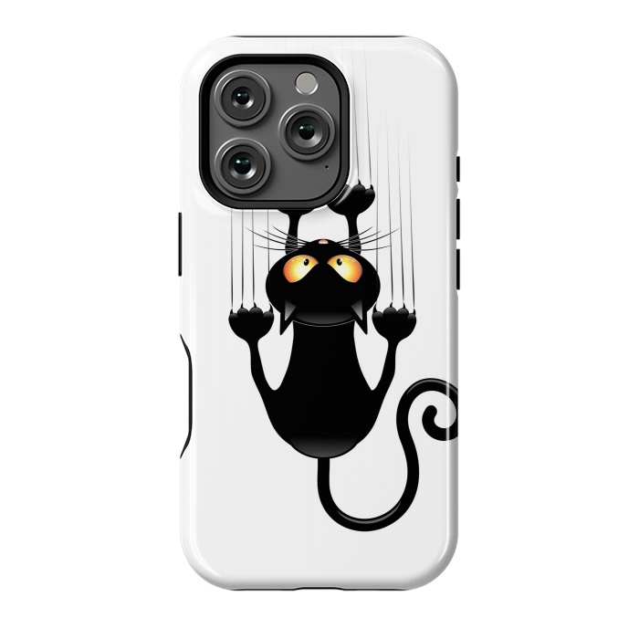 iPhone 16 Pro StrongFit Fun Cat Cartoon Scratching Wall by BluedarkArt