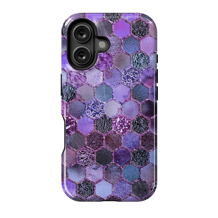 iPhone 16 StrongFit Purple Metal Honeycomb Pattern by  Utart