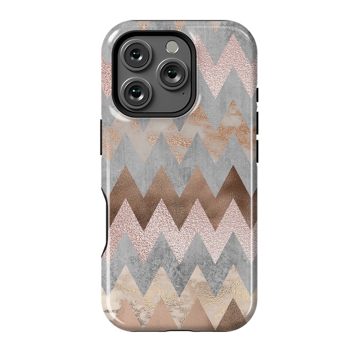 iPhone 16 Pro StrongFit Rose Gold Marble Chevron by  Utart