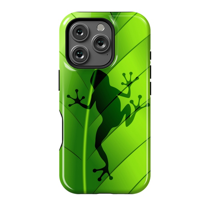 iPhone 16 Pro StrongFit Frog Shape on Green Leaf by BluedarkArt