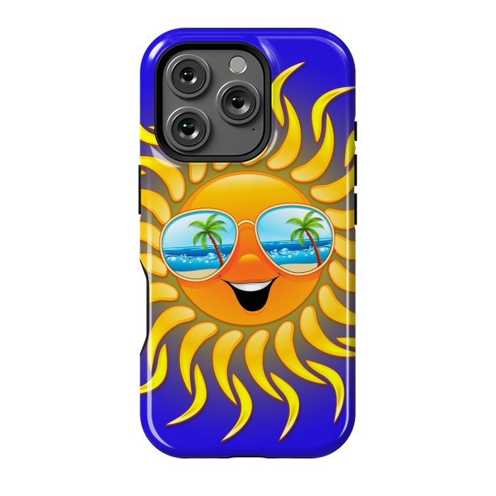 iPhone 16 Pro StrongFit Summer Sun Cartoon with Sunglasses by BluedarkArt