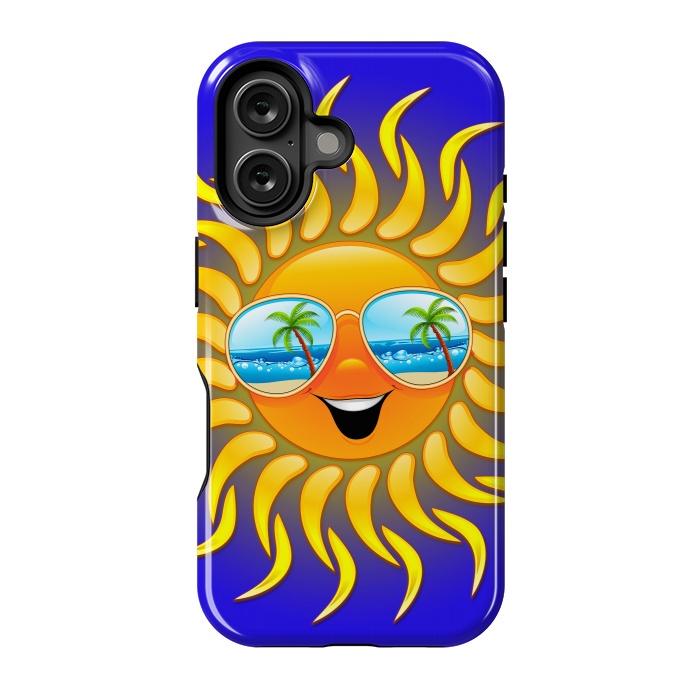 iPhone 16 StrongFit Summer Sun Cartoon with Sunglasses by BluedarkArt