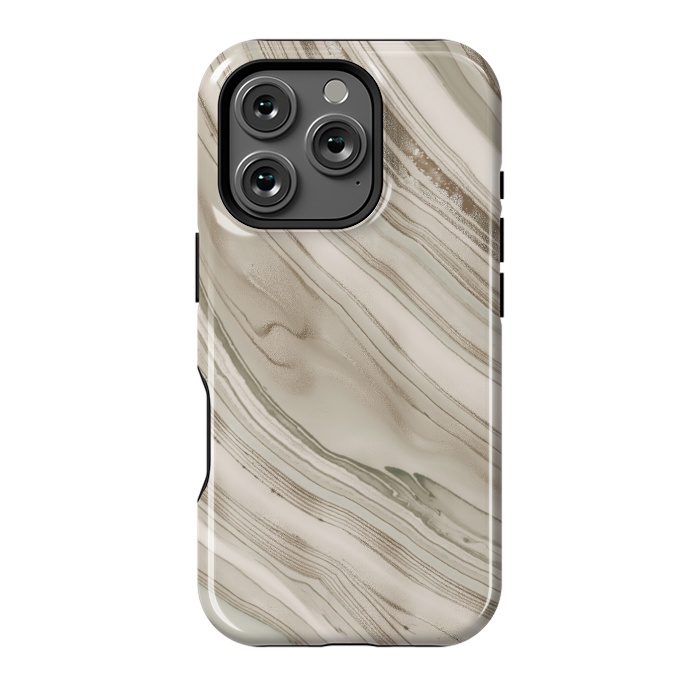 iPhone 16 Pro StrongFit Greige Faux Marble Elegance 2 by Andrea Haase