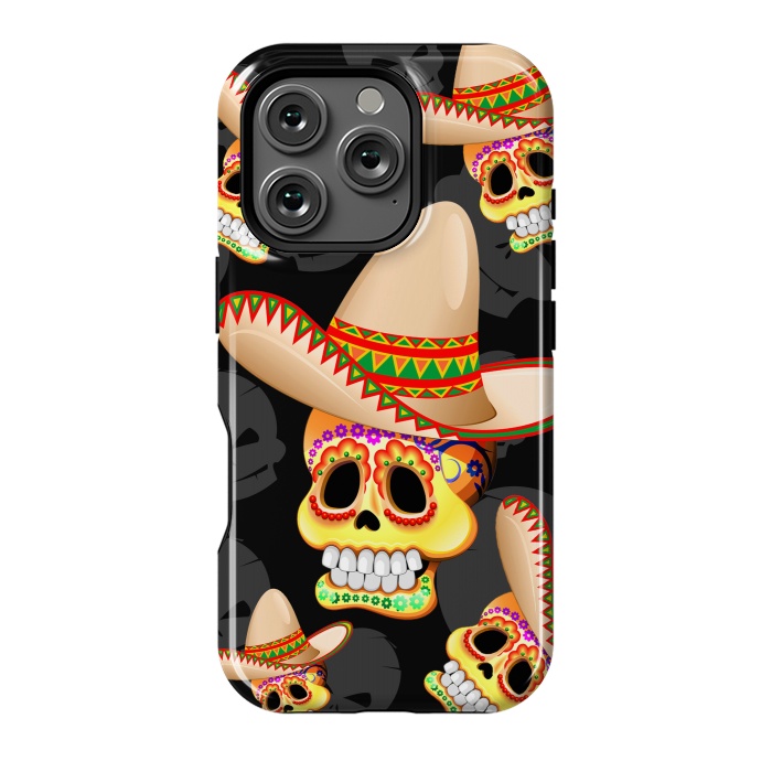 iPhone 16 Pro StrongFit Mexico Sugar Skull with Sombrero by BluedarkArt