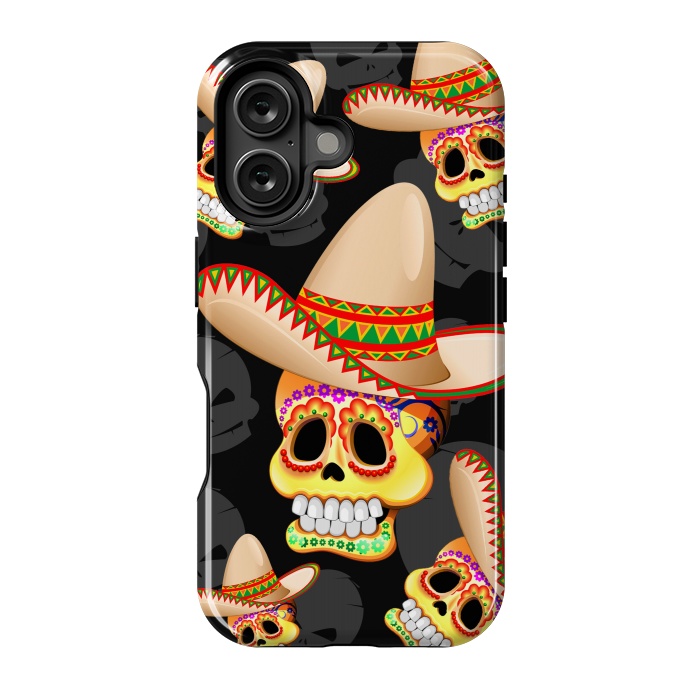 iPhone 16 StrongFit Mexico Sugar Skull with Sombrero by BluedarkArt