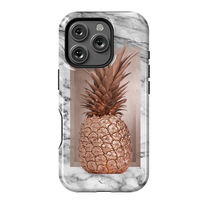 iPhone 16 Pro StrongFit Copper Pineapple on Gray Marble  by  Utart