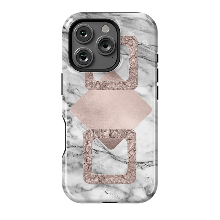 iPhone 16 Pro StrongFit Rose Gold Geometric Shapes on Marble by  Utart