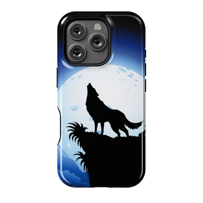 iPhone 16 Pro StrongFit Wolf Howling at Blue Moon by BluedarkArt