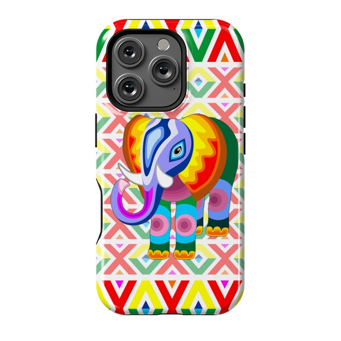 iPhone 16 Pro StrongFit Elephant Rainbow Colors Patchwork by BluedarkArt