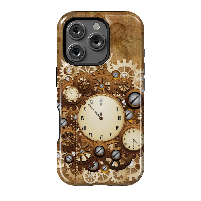 iPhone 16 Pro StrongFit Steampunk Clocks and Gears Vintage Style  by BluedarkArt