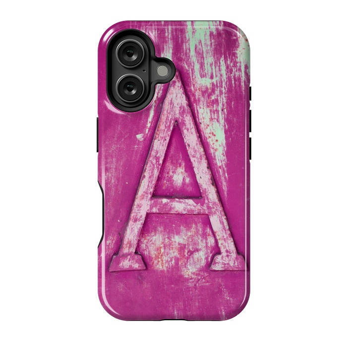 iPhone 16 StrongFit Grunge Style Pink Letter A by Andrea Haase