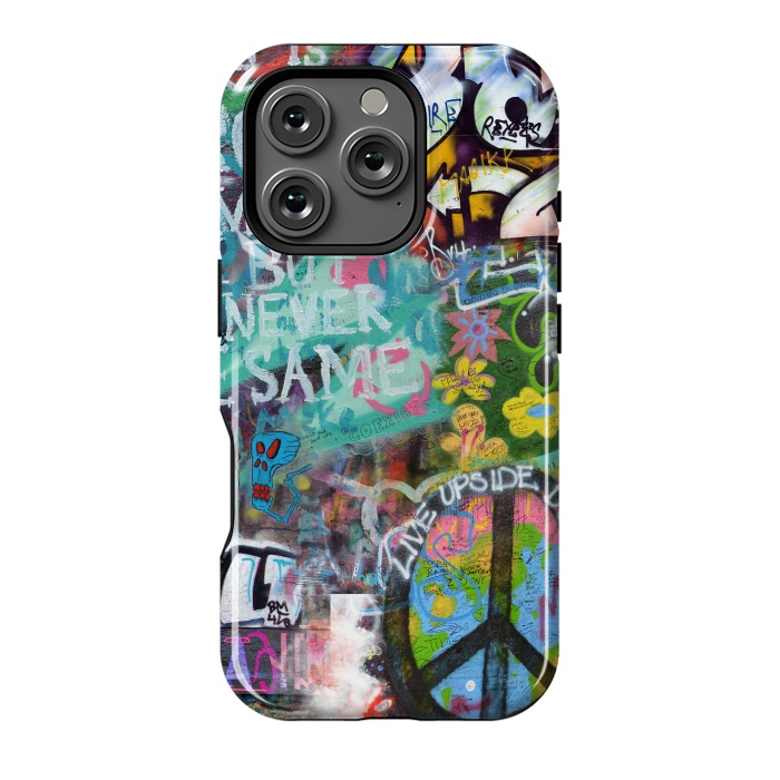 iPhone 16 Pro StrongFit Graffiti Text And Peace Sign by Andrea Haase