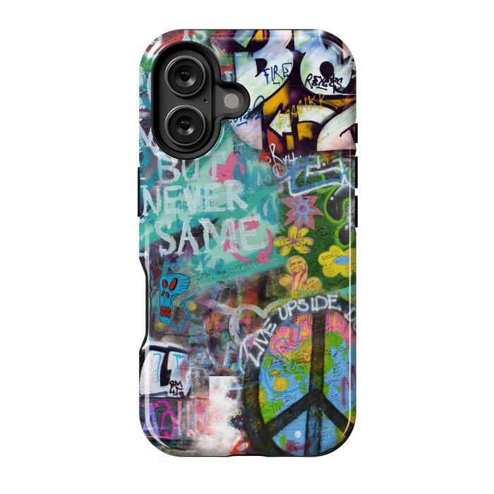 iPhone 16 StrongFit Graffiti Text And Peace Sign by Andrea Haase