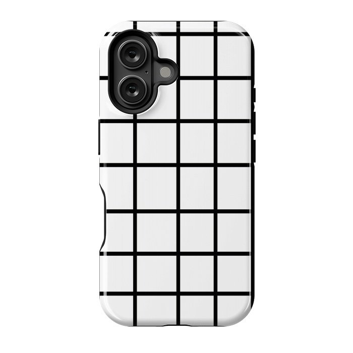 iPhone 16 StrongFit Grid White & Black by ''CVogiatzi.