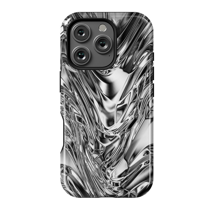 iPhone 16 Pro StrongFit Silver Aluminium Molten Metal Digital Texture by BluedarkArt