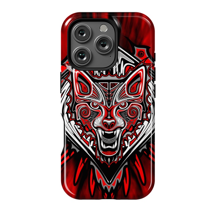 iPhone 16 Pro StrongFit Wolf Tattoo Style Haida Art by BluedarkArt