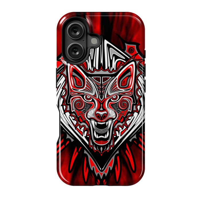 iPhone 16 StrongFit Wolf Tattoo Style Haida Art by BluedarkArt