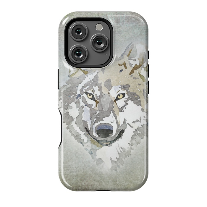 iPhone 16 Pro StrongFit Wolf Head Watercolor Art 2 by Andrea Haase