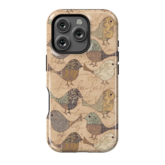 iPhone 16 Pro StrongFit Patchwork Bird Pattern by Andrea Haase