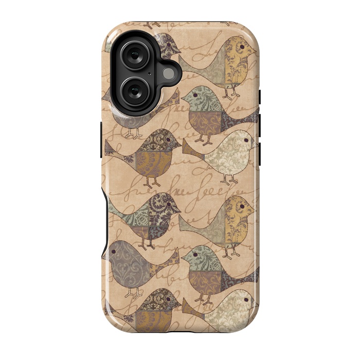 iPhone 16 StrongFit Patchwork Bird Pattern by Andrea Haase