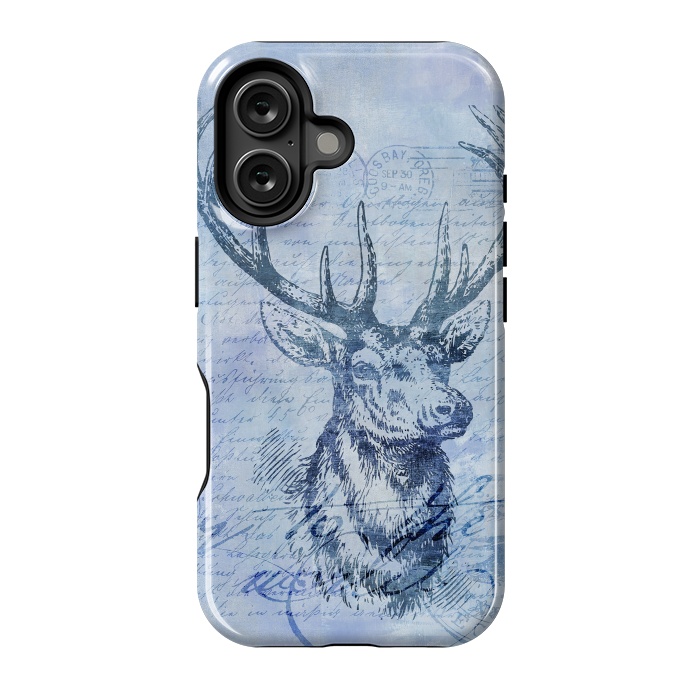 iPhone 16 StrongFit Blue Nostalgic Deer by Andrea Haase