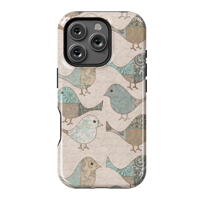 iPhone 16 Pro StrongFit Cute Patchwork Birds by Andrea Haase