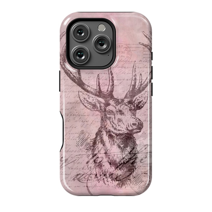 iPhone 16 Pro StrongFit Vintage Deer Pastel Pink by Andrea Haase