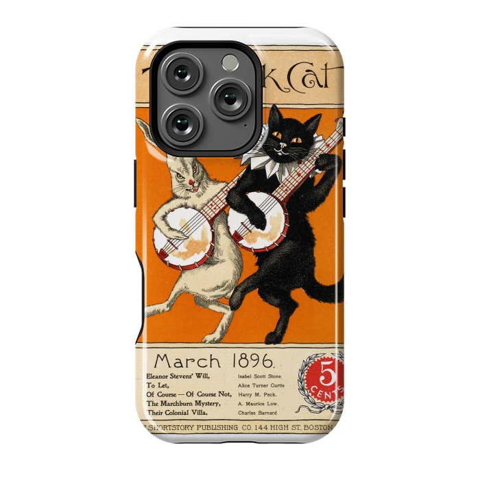 iPhone 16 Pro StrongFit Cat And Rabbit Vintage Poster by Andrea Haase