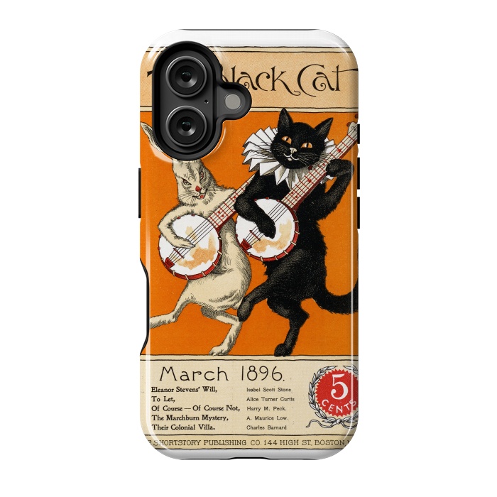 iPhone 16 StrongFit Cat And Rabbit Vintage Poster by Andrea Haase