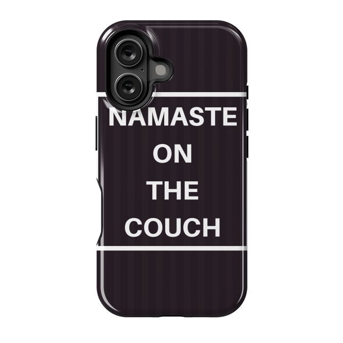 iPhone 16 StrongFit namaste on the couch by MALLIKA