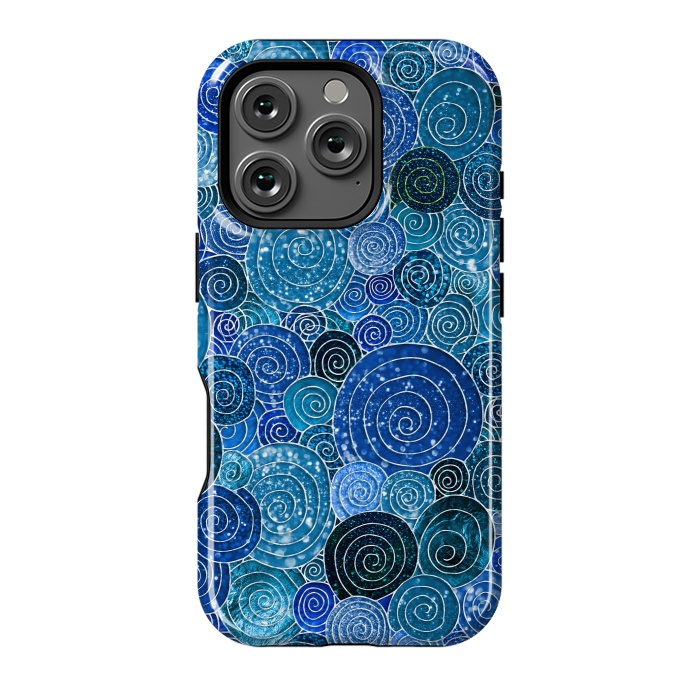 iPhone 16 Pro StrongFit Blue Abstract Metal Dots and Circles by  Utart