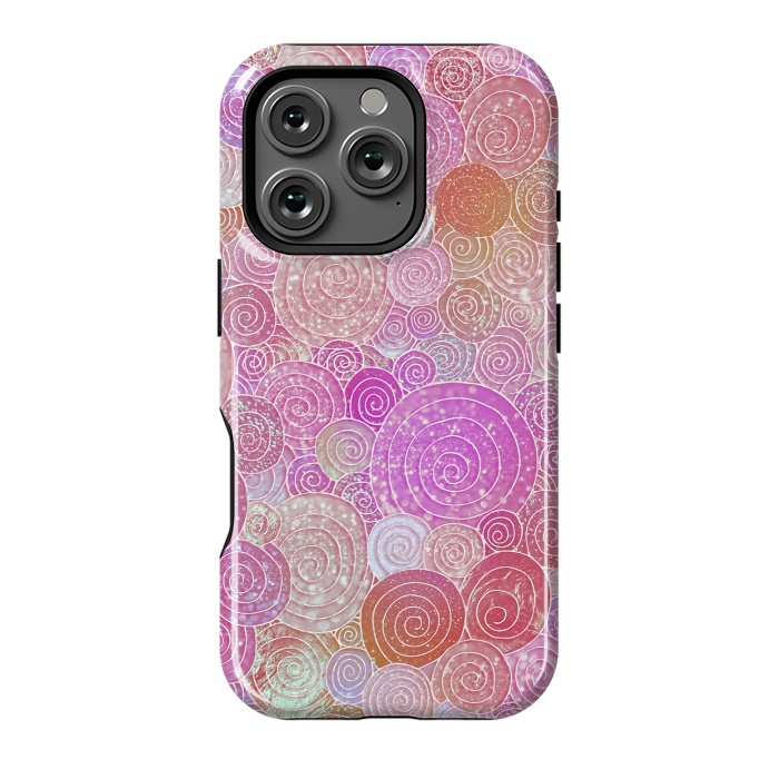 iPhone 16 Pro StrongFit Pink Metal Circles Dots Pattern by  Utart