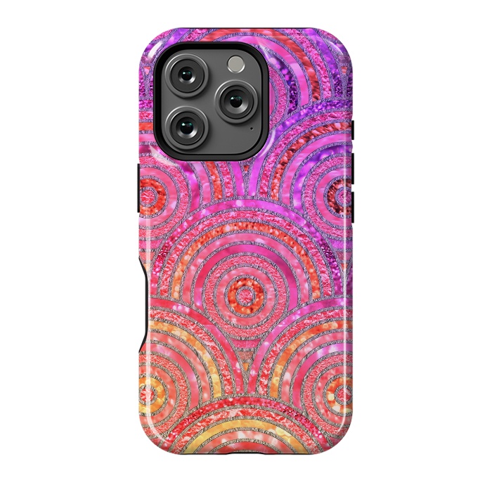 iPhone 16 Pro StrongFit Multicolor Pink Gold Circles  by  Utart