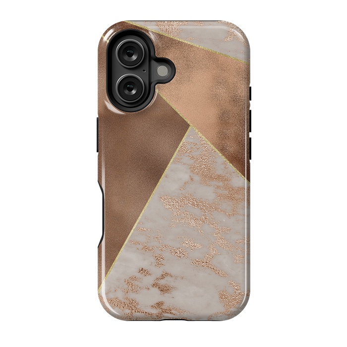 iPhone 16 StrongFit Modern minimalistic Copper Marble Triangles  by  Utart