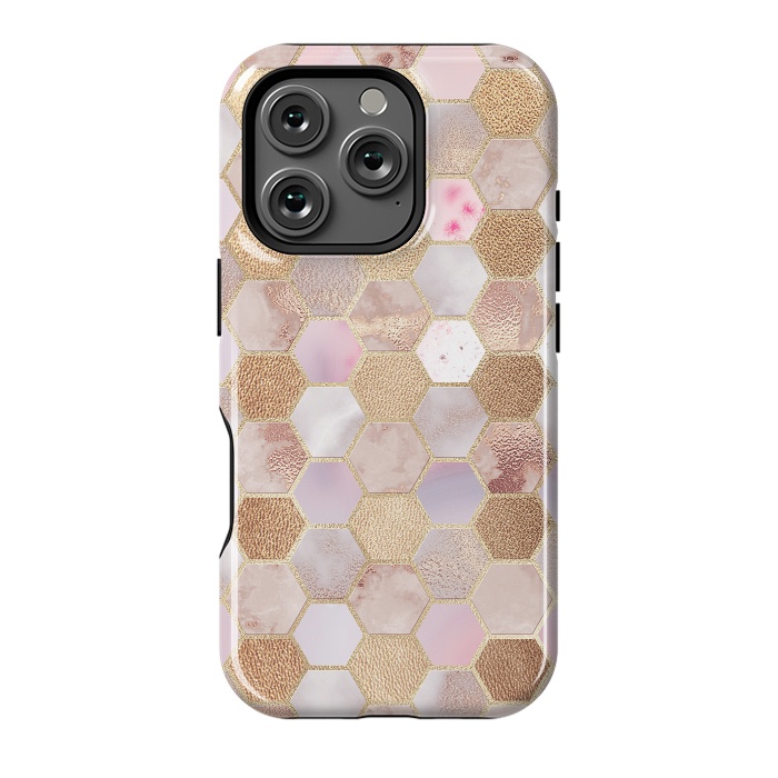 iPhone 16 Pro StrongFit Rose Gold Copper Honeycomb Pattern by  Utart