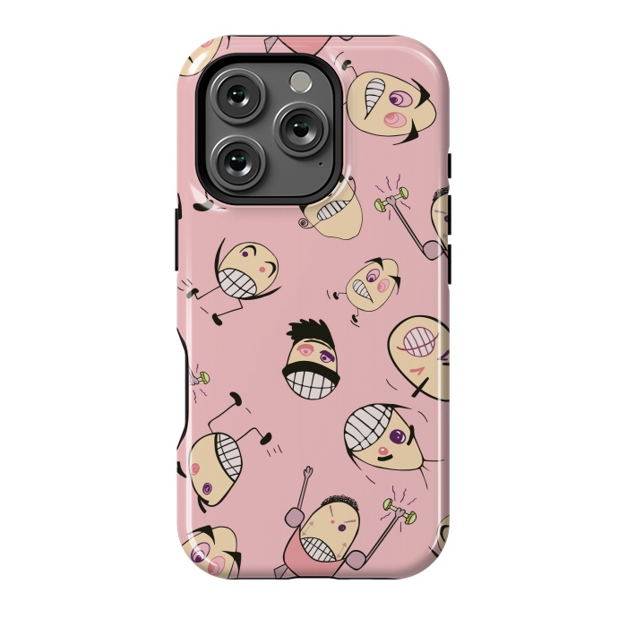 iPhone 16 Pro StrongFit Egg Heads on Pink by Paula Ohreen