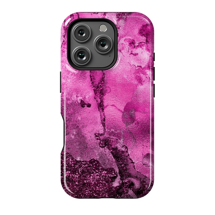 iPhone 16 Pro StrongFit Purple and Pink Glittering Ink Marble by  Utart