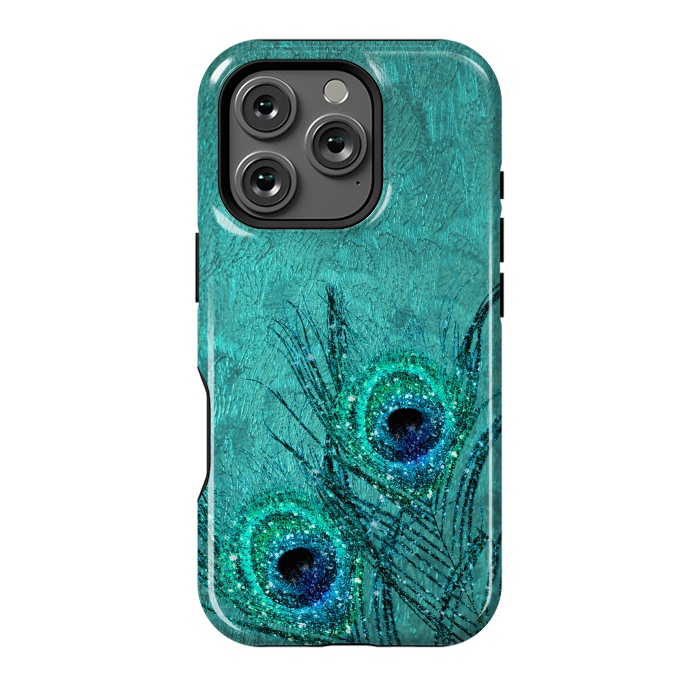 iPhone 16 Pro StrongFit Peacock Sparkle Feathers by  Utart