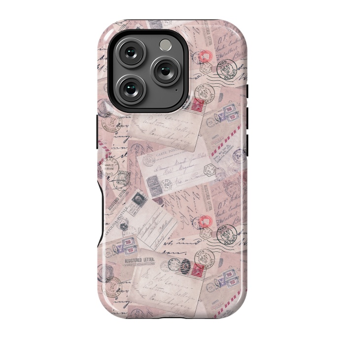 iPhone 16 Pro StrongFit Vintage Letter Collage In Soft Pink by Andrea Haase