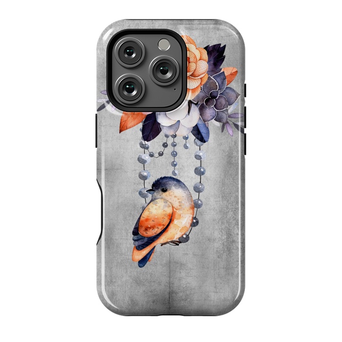 iPhone 16 Pro StrongFit Vintage flowers and bird by  Utart