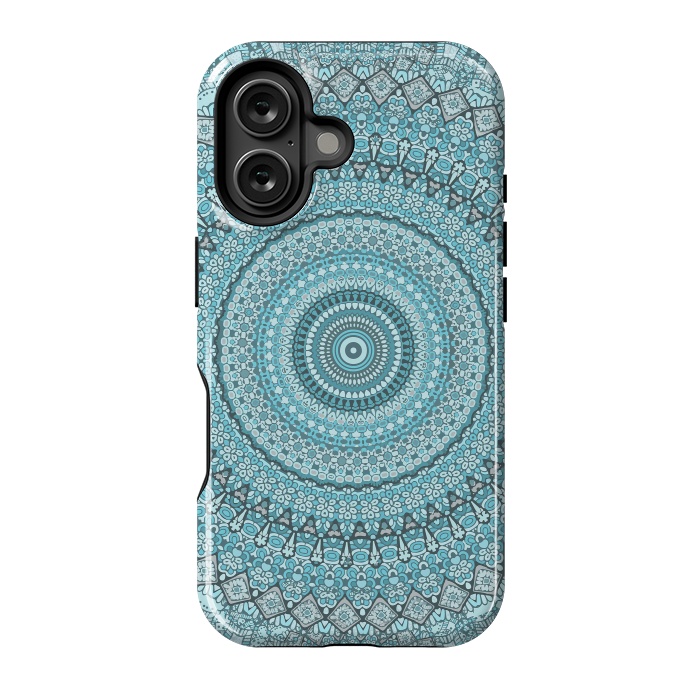 iPhone 16 StrongFit Teal Turquoise Mandala by Andrea Haase