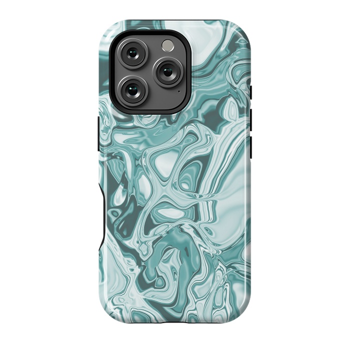 iPhone 16 Pro StrongFit Faux Marble Teal Green 2 by Andrea Haase