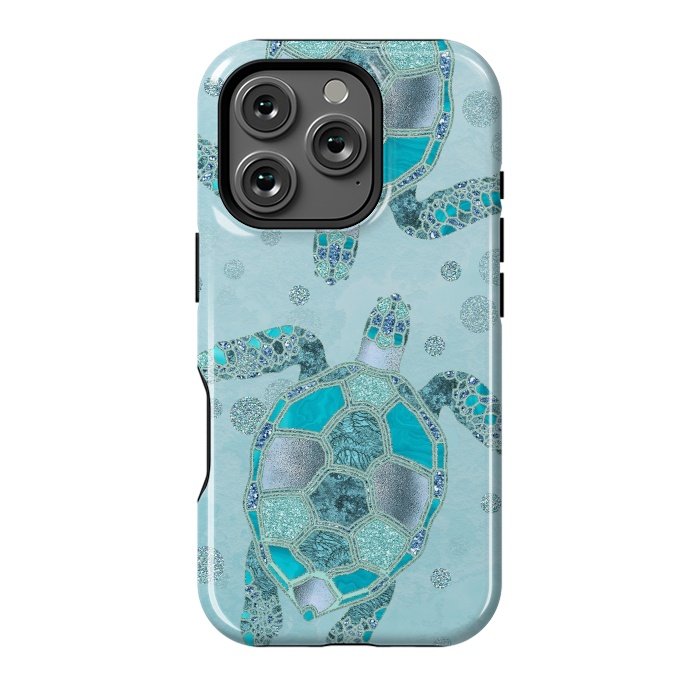 iPhone 16 Pro StrongFit Turquoise Glamour Turtle 2 by Andrea Haase