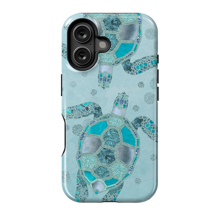 iPhone 16 StrongFit Turquoise Glamour Turtle 2 by Andrea Haase