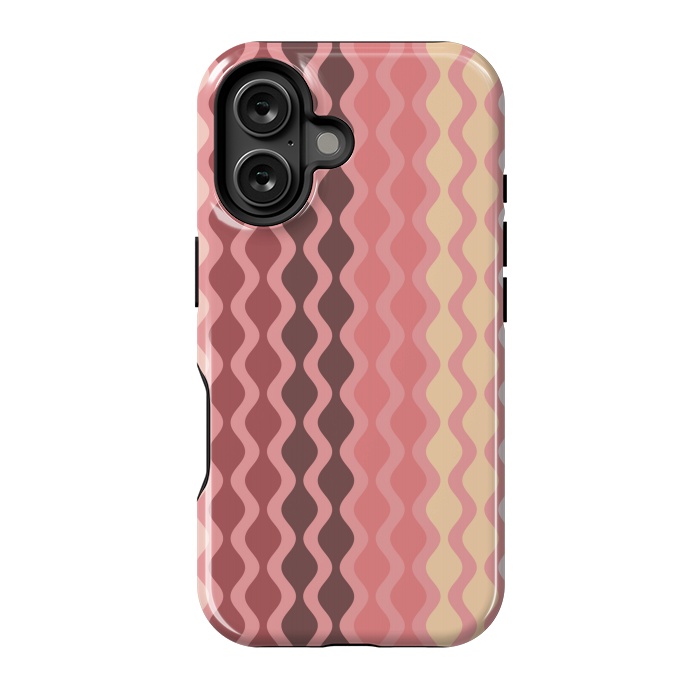 iPhone 16 StrongFit Falling Waves in Pink and Brown by Paula Ohreen