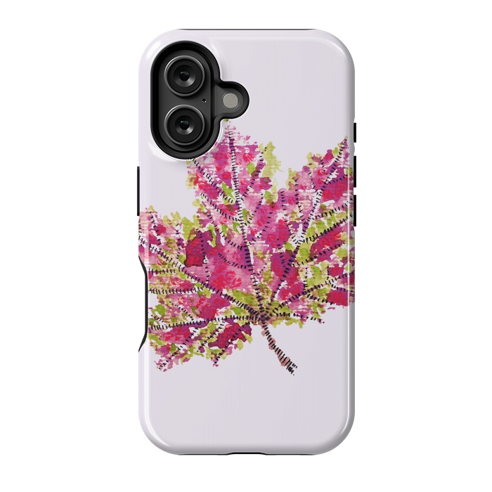 iPhone 16 StrongFit Colorful Watercolor Autumn Leaf by Boriana Giormova