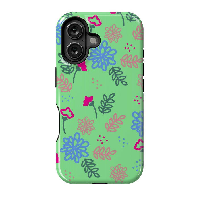 iPhone 16 StrongFit blue pink floral pattern by MALLIKA