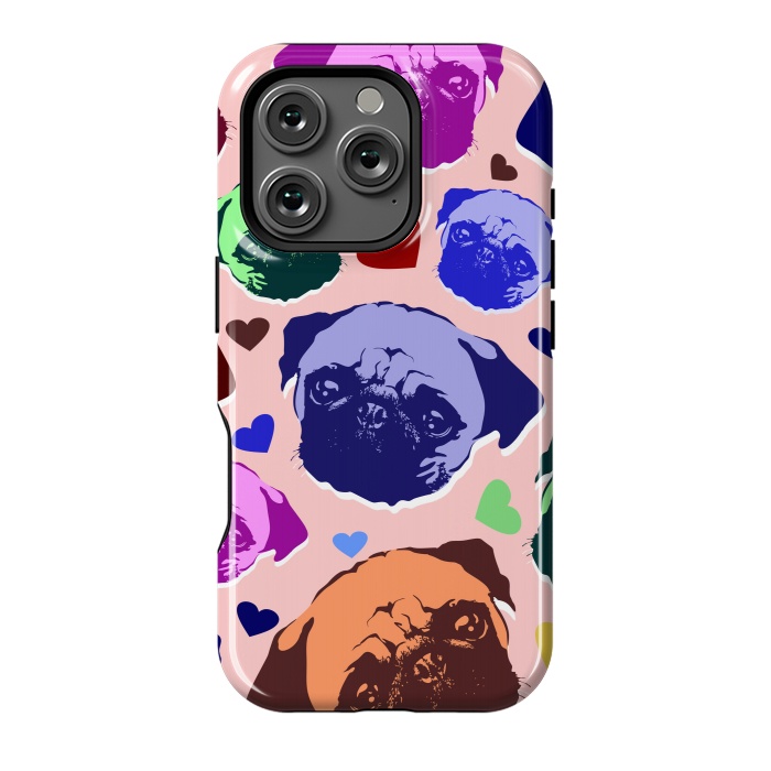 iPhone 16 Pro StrongFit Pug Puppy Dog Love Hearts Pattern  by BluedarkArt